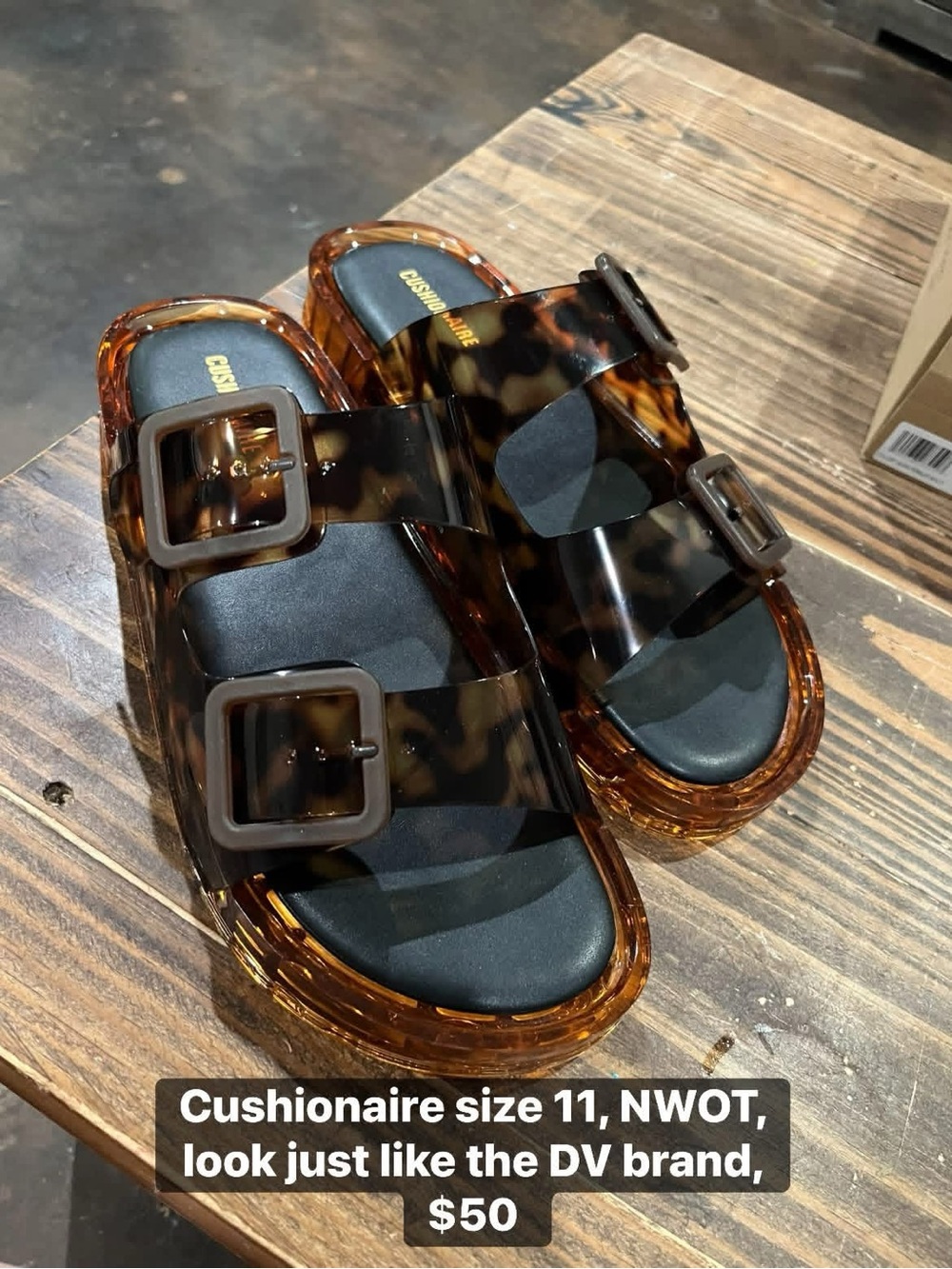 Tortoiseshell Buckle Slide Sandals - Brown/Black